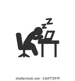 sleep at work. monochrome icon