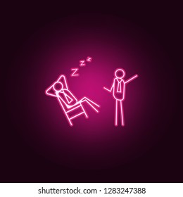 sleep at work outline icon. Elements of Lazy in neon style icons. Simple icon for websites, web design, mobile app, info graphics