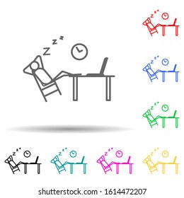 sleep at work outline multi color style icon. Simple thin line, outline vector of lazy icons for ui and ux, website or mobile application