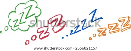 Sleep ZZZ Bubble Crayon Chalk Drawing Vector Set