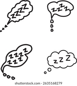 Sleep zzz doodle speech bubble collection.