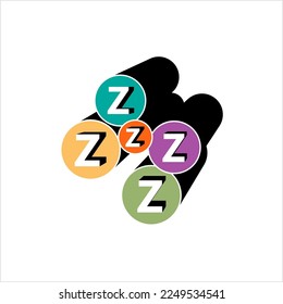 Sleep Zzz Icon, Sleep Zzz Sign Vector Art Illustration