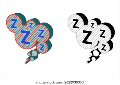Sleep Zzz Icon, Sleep Zzz Sign Vector Art Illustration