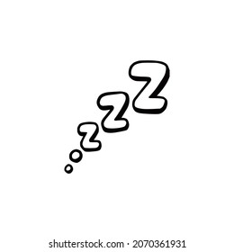 Sleep zzzz doodle symbol set. Sleepy dream icon. Doodle comic sketch style vector illustration.