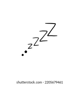 Juego de símbolos de doodle Sleep zzzz. Icono de sueño sonriente. Dibujo cómico Doodle estilo ilustración vectorial.