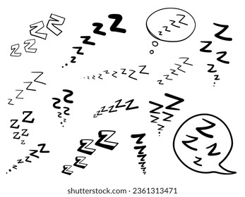 Sleep zzzz doodle symbol set. dream icon. Doodle comic sketch style