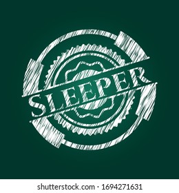 Sleeper chalk emblem written on a blackboard. Vector Illustration. Detailed.
