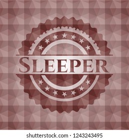 Sleeper red emblem or badge with abstract geometric polygonal pattern background. Seamless.