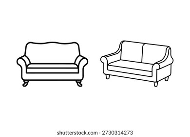 Ilustración vectorial de arte de línea de icono de sofá cama aislado