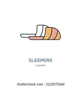 sleepers icon from clothes collection. Thin outline sleepers, sleeper, sleep detailed offset lineal color icon isolated on white background. Line vector sleepers sign, symbol for web and mobile