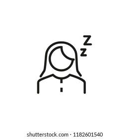 Sleepiness line icon. Sleeping woman, drowsy, fatigue. Sleep concept. Can be used for topics like insomnia, daily routine, health care