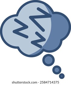 sleepiness vector icon, transparent background. replaceable blue color design