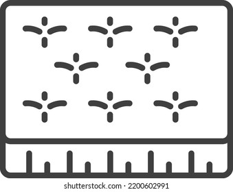 Sleeping accessory base for comfortable rest at night. Isolated mattress made of fabric textile and deformable and resilient material inside. Minimalist icon, simple line art vector in flat style