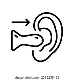 Sleeping accessory. Earplugs linear icon. Noise protection tool. Vector on isolated white background