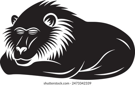 Sleeping African Baboon Illustration Art