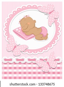 Sleeping African Baby Girl  In A Pink Frame