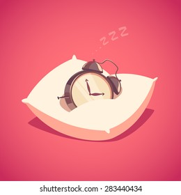 Sleeping alarm clock. Isolated object \ background.