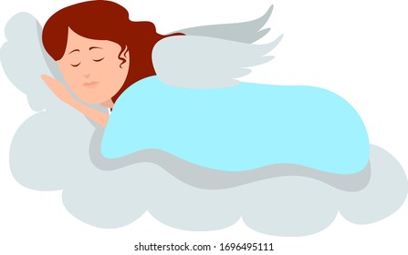 Schlafengel, Illustration, Vektorillustration auf weißem Hintergrund
