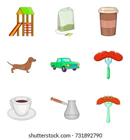 Sleeping area icons set. Cartoon set of 9 sleeping area vector icons for web isolated on white background