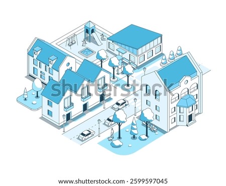 Sleeping area with playground for children - vector isometric illustration