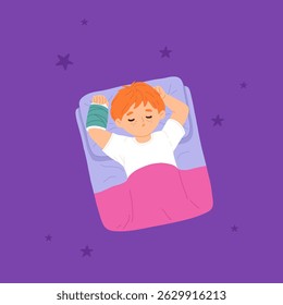 Sleeping babies set. Calm kids asleep, lying and dreaming at night. Cute little boys and girls, sweet children relaxing on pillows. Flat cartoon vector illustrations isolated on white background