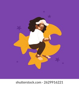 Sleeping babies set. Calm kids asleep, lying and dreaming at night. Cute little boys and girls, sweet children relaxing on pillows. Flat cartoon vector illustrations isolated on white background