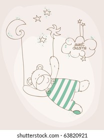 Sleeping Baby Bear Cute Card