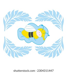 Sleeping baby bee vector art for t-shirt, baby shower, print, invitation card, birthday card etc.