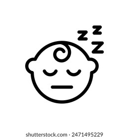 Icono de bebé durmiendo. Símbolo de niño dormido. Signo de la hora de dormir del recién nacido. Linda Ilustración vectorial de niño durmiendo aislado.