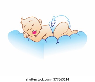 sleeping baby cloud sky cartoon character