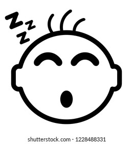 Sleeping baby face vector icon in flat style. Line art vector child Illustration