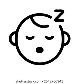 Sleeping Baby Icon – Cute Minimalist Line Art of Baby Face with Z Letter