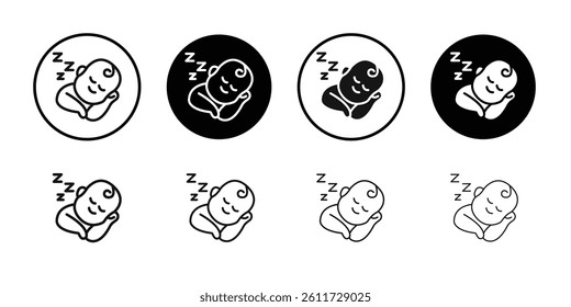 Sleeping baby icon Flat simple outline set
