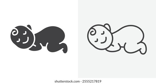 Sleeping baby icon. outlined vector style.