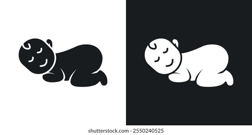 Paquete de iconos de bebé dormido en color negro.