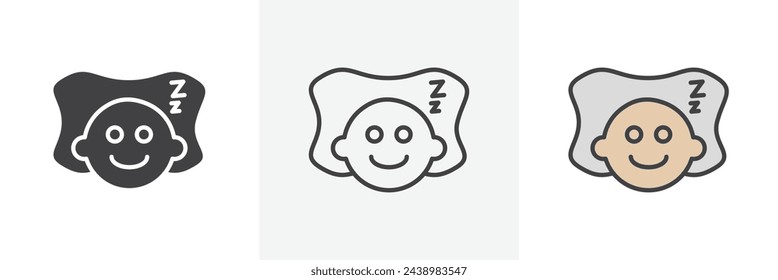 Sleeping Baby Icon Set. Child Nap and Slumber Symbols. Peaceful Rest Vector Indicators