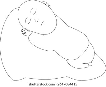 Vector de conjunto de iconos de bebé dormido en colores blanco y negro