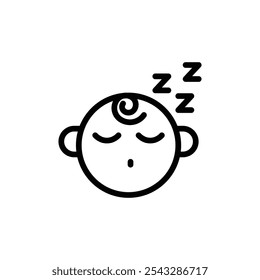 Sleeping baby icon symbol collection on white background.