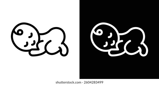 Sleeping baby icons vectors set in stroke line style.