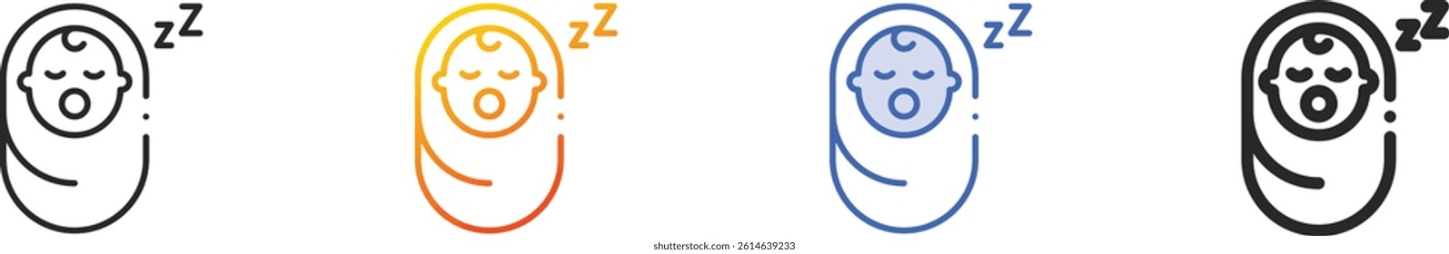 sleeping baby icon.Thin Linear, Gradient, Blue Stroke and bold Style Design Isolated On White Background