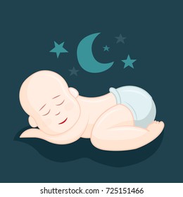 Sleeping baby Illustration.