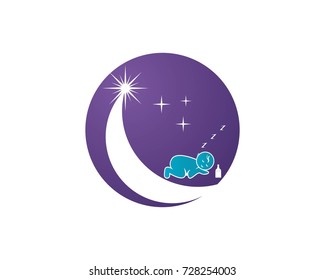 Sleeping baby Kids logo vector design template