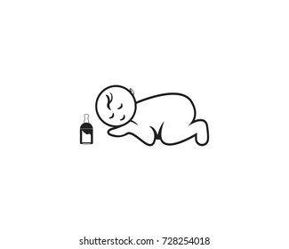 Sleeping baby Kids logo vector design template