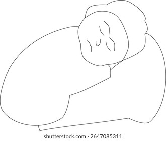 Sleeping baby line art drawing continues line vector illustration