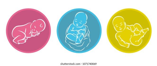 Sleeping baby - linear pictograms - vector illustration