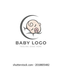 Sleeping baby logo, cute baby logo creative design icon or symbol logo