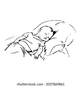 Sleeping Baby Outline Sleeping Childvector Illustration Stock Vector ...