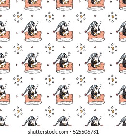 Sleeping baby penguin seamless pattern.