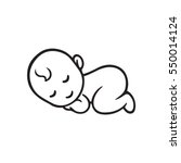 Sleeping baby silhouette, stylized line logo. Cute simple vector illustration.