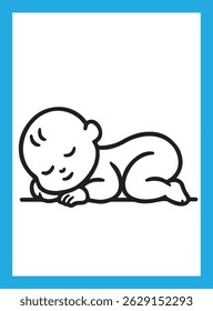 Silhueta de bebê adormecido, logotipo estilizado linha. Ilustração vetorial simples e bonita.